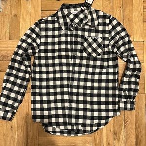 Peloton plaid flannel shirt black and white size small